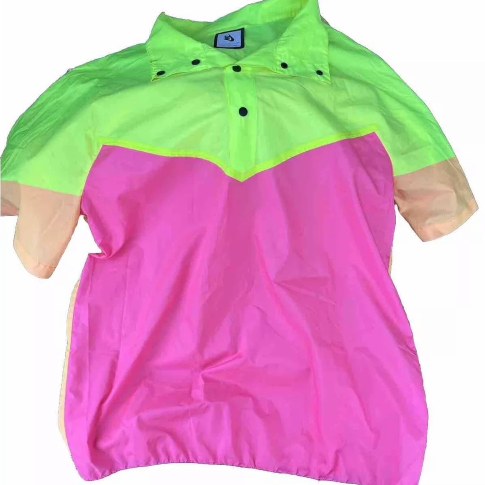 NIKE sz S Bright Windrunner Short Sleeve Shirt Kim Jone Pink Yellow Orange